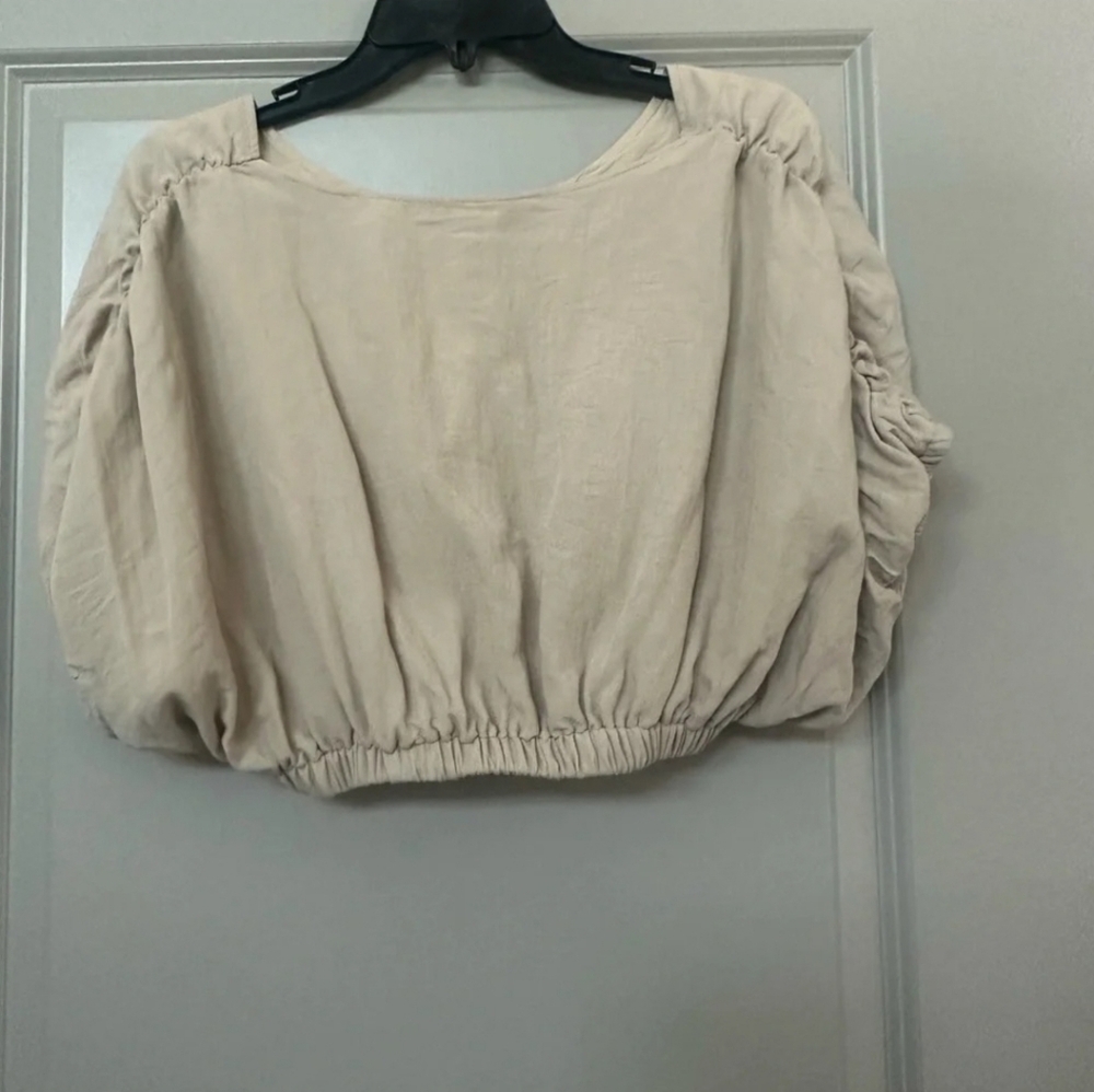 MABLE Anthopologie Small BEIGE 2 Piece Blouse & Mini Skort Set - Picture 5 of 7